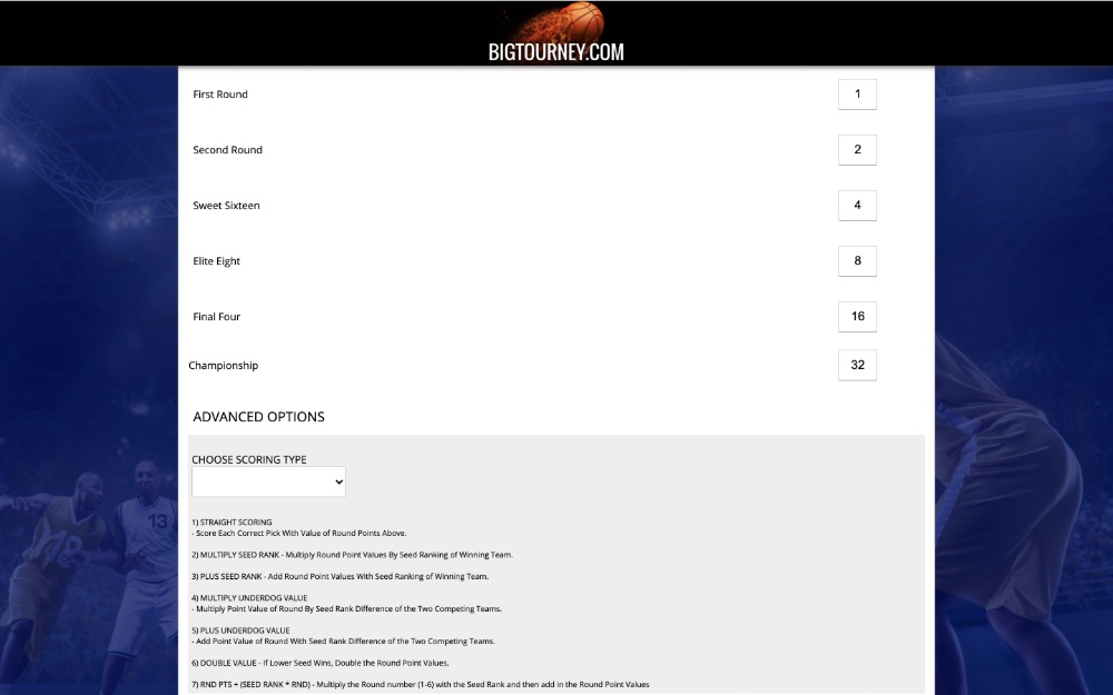 Easy March Madness Contest Controls